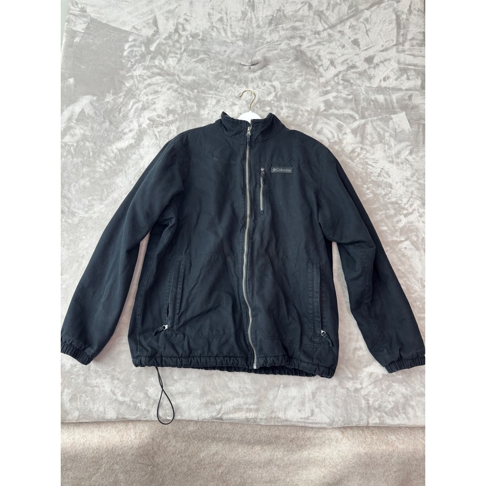 Columbia Mens Black Canvas Fleece Lined Full Zip Jacket XM5310 Large L